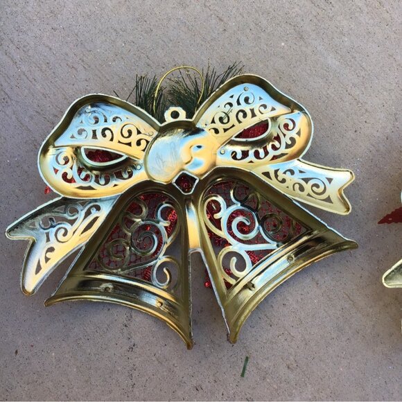 SET OF 2- 6" GOLD BELLS CHRISTMAS TREE ORNAMENTS - Picture 5 of 7